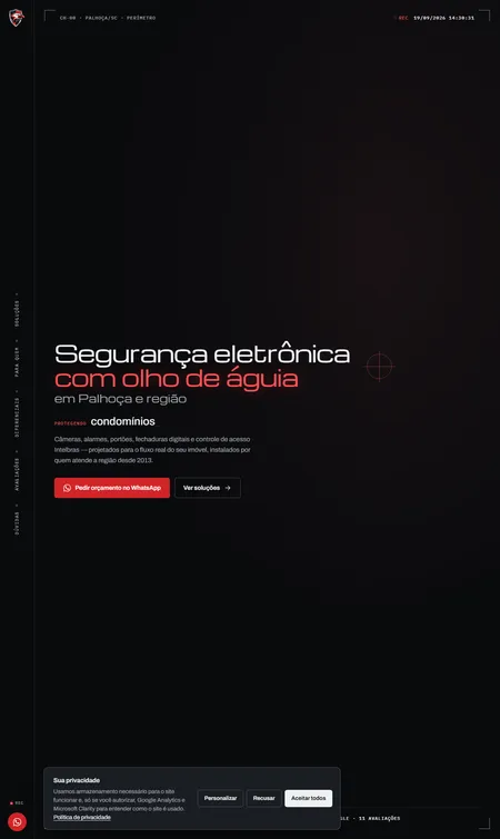 Página inicial do site de Águia Sistemas Eletrônicos