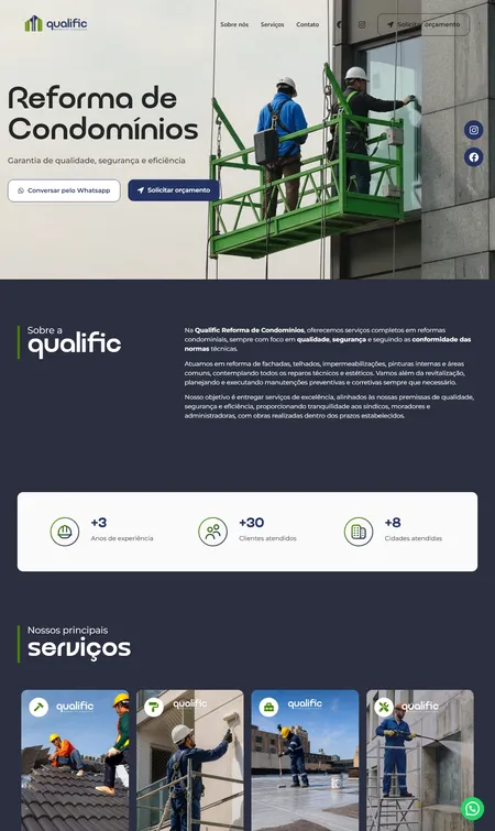 Página inicial do site de Qualific Reformas