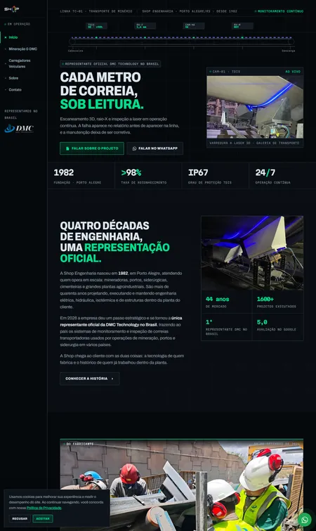 Página inicial do site de Shop Engenharia